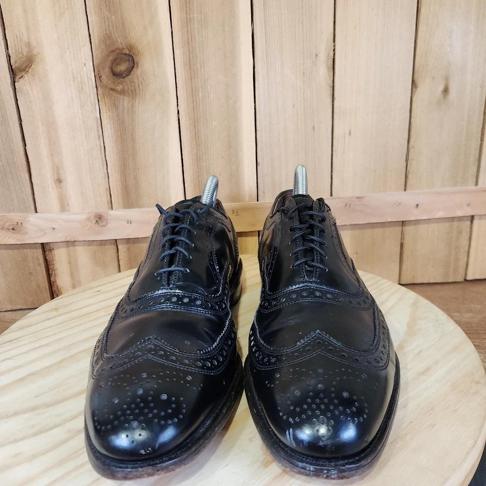 Allen Edmonds McAllister Shoes Mens 8.5‎ D Black Leather Wingtip Oxford USA